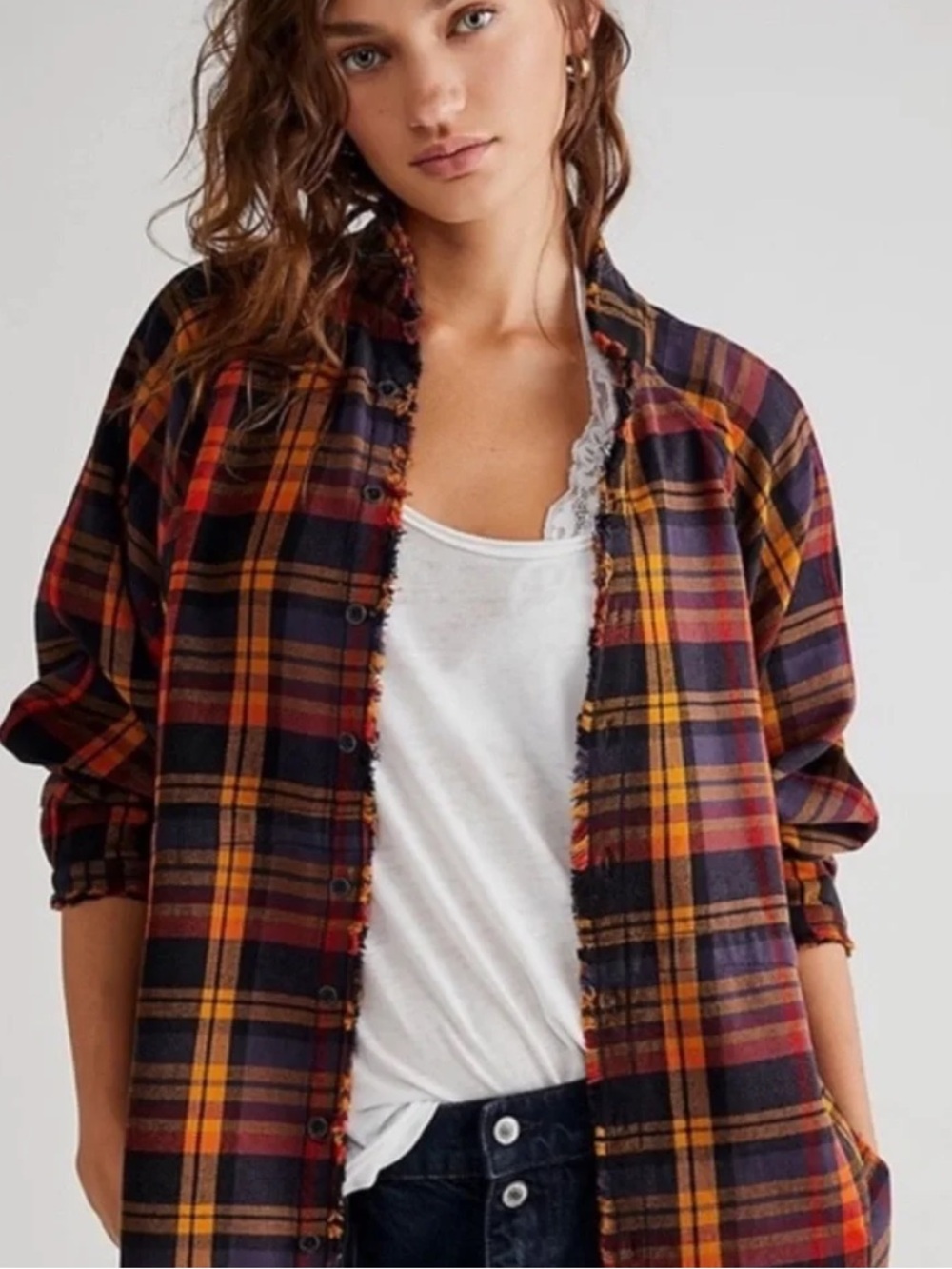 Free People Plaid Button Down Flannel